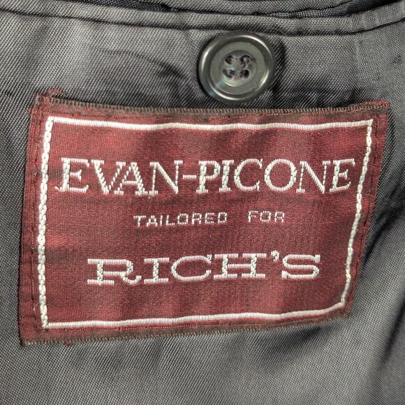 Evan Picone 40S Wool Suit Navy Windowpane Two Piece Made in USA Vintage 80s - Picture 5 of 8